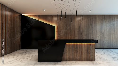 Fotomural Front view reception desk office 3d rendering