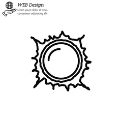 Sun, star sun, flare in sun icon thin line, linear, outline vector. Sun, star sun, flare in sun simple sign, logo. 