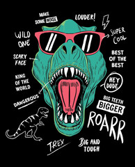 Wall Mural - Dinosaur vector illustration with cool slogans. For t-shirt prints and other uses.
