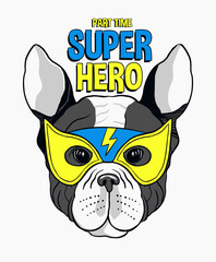 Wall Mural - Cute dog illustration with super hero mask. For t-shirt prints, posters and other uses.