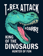 Wall Mural - Dinosaur vector illustration with cool slogans. For t-shirt prints and other uses.
