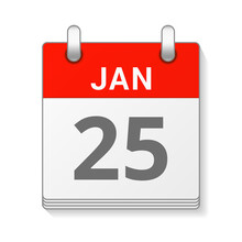 January 25 Isolated Vector Calendar Icon Symbol