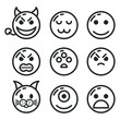 © Дмитрий - Set Of DIfferent Black Line Collection Smiles Vector Icon Emoticons Sign Doodle