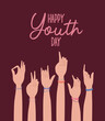 hands up of happy youth day design, Young holiday and friendship theme Vector illustration