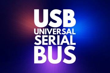 Aufkleber - USB - Universal Serial Bus acronym, technology concept background