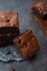 Sticker - Homemade chewy fudge chocolate brownies, selective focus