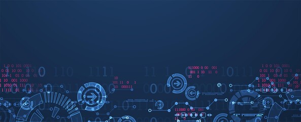 Abstract technology concept. Circuit board, high computer color background. Vector illustration with space for content, web - template, business tech presentation.