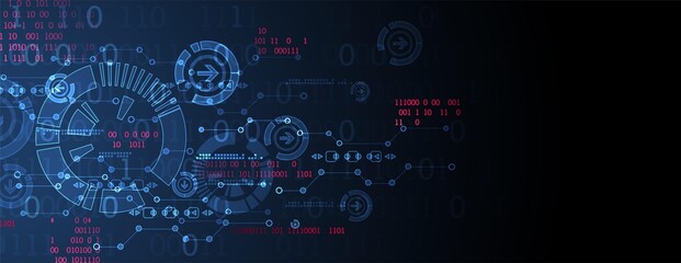 Abstract technology concept. Circuit board, high computer color background. Vector illustration with space for content, web - template, business tech presentation.