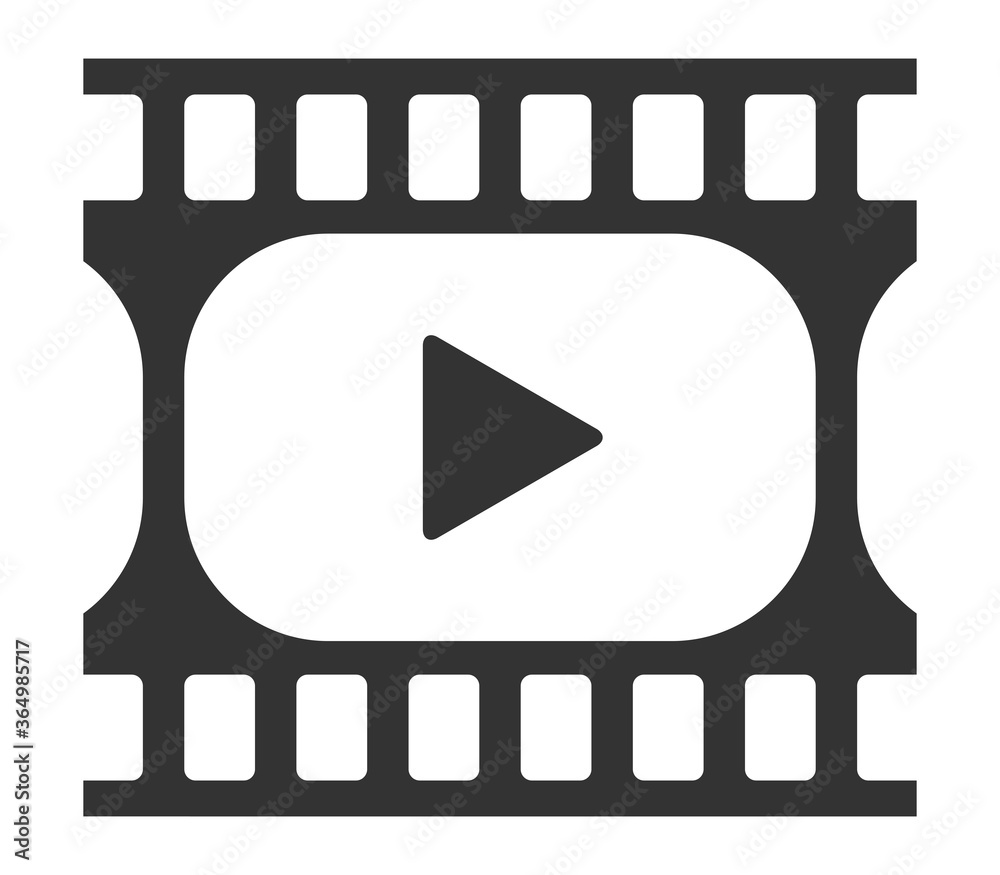 Play button icon with a film strip symbol Stock Vector | Adobe Stock