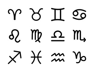astrology signs icon set, silhouette style