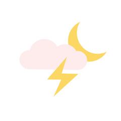 Poster - Cloud, moon, lightning, snow icon. Simple color vector elements of forecast icons for ui and ux, website or mobile application
