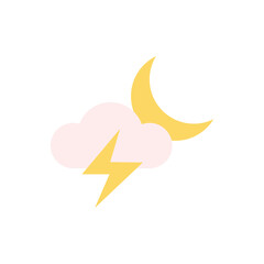 Poster - Cloud, lightning, moon icon. Simple color vector elements of forecast icons for ui and ux, website or mobile application