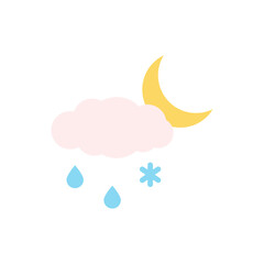 Poster - Cloud, rain, snow, moon icon. Simple color vector elements of forecast icons for ui and ux, website or mobile application