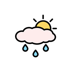 Poster - Cloud, rain, sun icon. Simple color with outline vector elements of forecast icons for ui and ux, website or mobile application