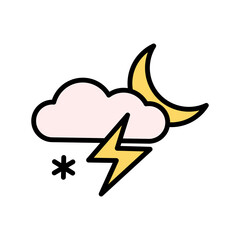 Poster - Cloud, moon, lightning, snow icon. Simple color with outline vector elements of forecast icons for ui and ux, website or mobile application