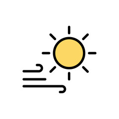 Poster - Sun, wind icon. Simple color with outline vector elements of forecast icons for ui and ux, website or mobile application