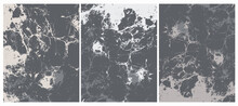 Abstract Grunge Backgrounds. Delicate Abstract Marble Vector Layout. White And Gray Irregular Lines Isolated On A Pale Black Background. Soft Marble Stone Style Art. Palel Color Design.