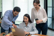 © Greanlnw studio - Young business group explaining new business ideas to peers. Business people discussing in meeting room.