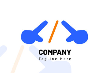 double hands format web code illustration logo template