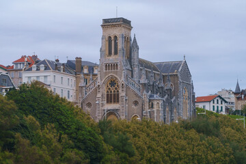 The architecture of Biarritz. Medieval castle. French Basque country. Touristic concept.