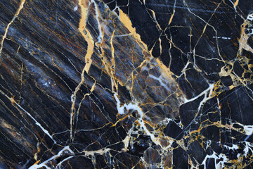 Wall Mural - White and yellow patterned natural of dark gray marble texture for design.