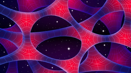 Aufkleber - Abstract technology background with connected cells and lightened cores. Biotechnology and science frontier concept