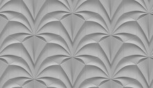 3D Wallpaper Of Old Gray Leather Relief Panels Of Similar To Leaves. High Quality Seamless Texture.