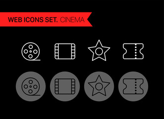 Poster - Cinema thin line icons vector set
