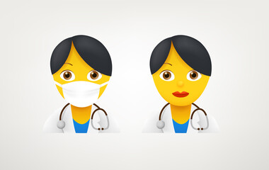 Aufkleber - Cute young woman vector icon. Doctor