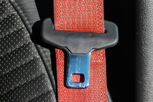 Close Up Of Red Seat Belt 
