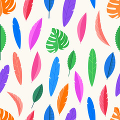 Aufkleber - Seamless pattern of color leaves. Vector background