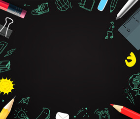 Aufkleber - Pencils and doodling elements. Copy space for a text