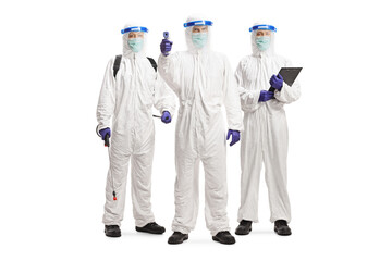 Wall Mural - Response team in hazmat suits with protective equipment