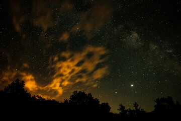 A clear night in the Stone town of Kuklica., beautiful night starry sky, high ISO landscape