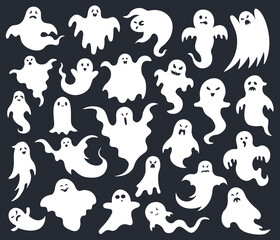 Poster - halloween horror ghost. spooky scary ghosts, ghost funny cute character, phantom ghostly halloween m