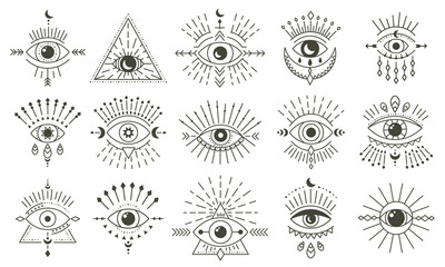 evil doodle eye. hand drawn magic witchcraft eye talisman, magical esoteric eyes, religion sacred ge