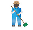 Vector illustration of a man cleaner on a transparent background.