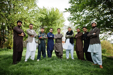 Wall Mural - Group of pakistani man wearing traditional clothes salwar kameez or kurta.