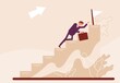 © iastudio  - Businessman crawls to the end on a development ladder. Color vector cartoon illustration.