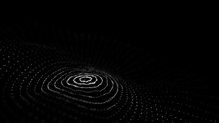 Poster - sound wave. abstract current wave surface of ring circumferential lines. data technology illustratio
