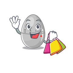 Canvas Print - wealthy egg kitchen timer cartoon character with shopping bags