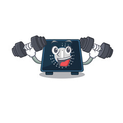 Canvas Print - Kitchen timer mascot design feels happy lift up barbells during exercise