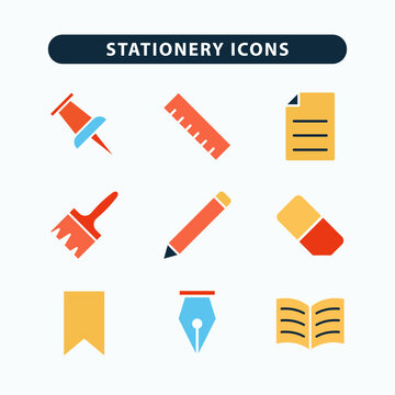 Stationery icon set vector design templates