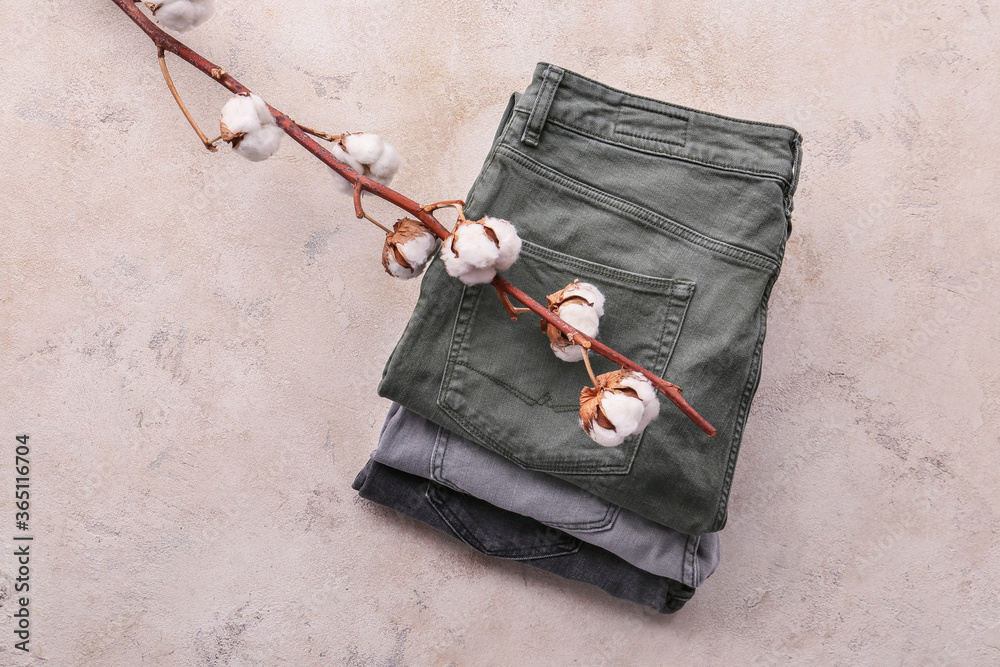 Cotton pants on light background