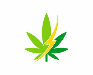 Sticker - Cannabis leaf with yellow lightning inside