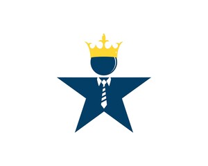 Wall Mural - Blue star with people crown and tie