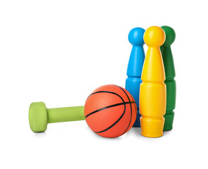 Sports equipment on white background