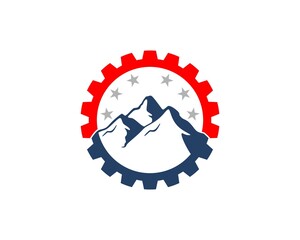 Poster - Mountain with circle gear around