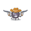 A wise cowboy of salmonella Cartoon design with guns