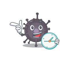 Sticker - A picture of cheery salmonella holding a clock